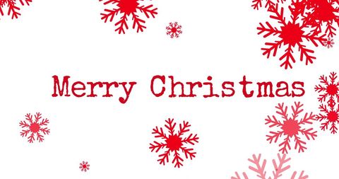 Red Snowflakes with Merry Christmas Text on White Background - Download Free Stock Images Pikwizard.com