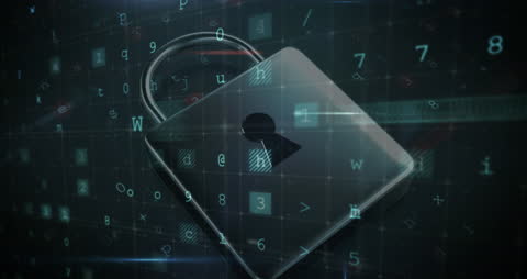 Digital Lock Security Over Data Matrix Background