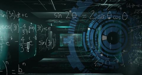 Futuristic Mathematical Equations Overlay on Tech Screens - Download Free Stock Images Pikwizard.com