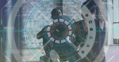 Dynamic Workout Pair Passing Medicine Ball in Urban Loft Studio