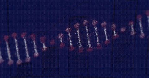 Abstract depiction of a DNA strand over a blue background with a diagram lends an innovative perspective suitable for digital, scientific, and biotechnology themes. Ideal for adding interest to articles about genetic research, technological advancements, or contemporary scientific discoveries.