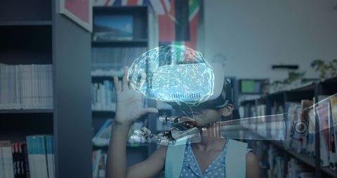 Virtual reality in education: child exploring futuristic technology