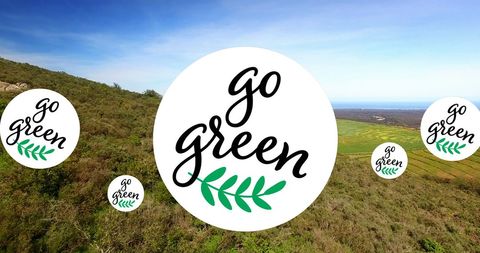 Go green message over lush landscape for environmental awareness