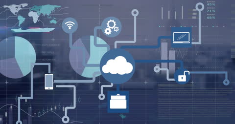 Global Network and Data Processing Conceptual Illustration