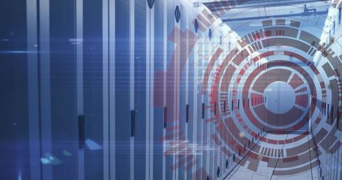 Digital Composite of Data Center with Programming Overlay - Download Free Stock Images Pikwizard.com