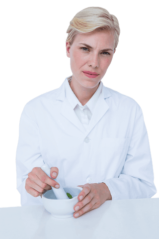 blonde female scientist preparing herbal medicine with transparent background - Download Free Stock Videos Pikwizard.com