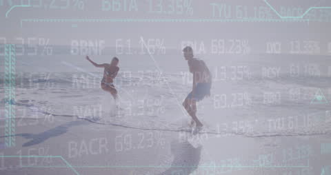 Stock Market Data Overlay on Beach Scenery