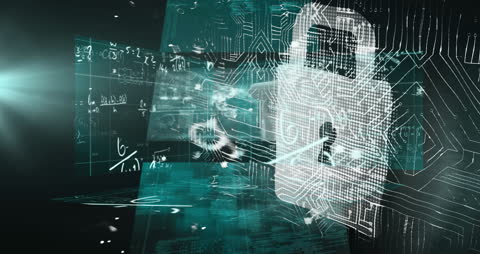 Digital Security Concept with Padlock and Data Processing