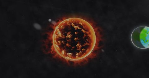 Fiery Sun with Earth in Outer Space - Download Free Stock Images Pikwizard.com