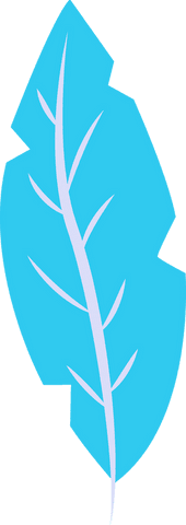 Stylized cyan leave with violet veins on transparent background