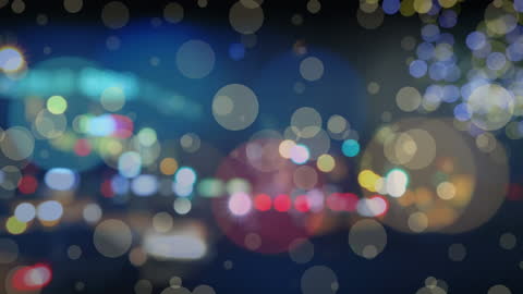 Colorful Abstract Bokeh Lights in Night Urban Scene