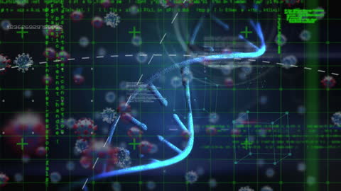 Futuristic DNA Animation with Programming Overlay