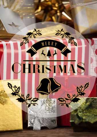 festive merry christmas text overwrapped gifts - Download Free Stock Templates Pikwizard.com