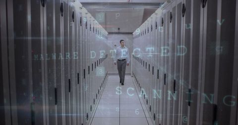 Server Room Technician with Digital Interface Display - Download Free Stock Images Pikwizard.com