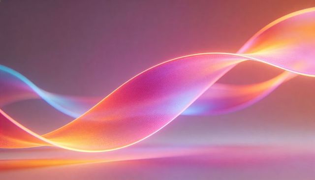 Luminescent Flowing Ribbon Wave with Vibrant Gradient Mesh and Reflective Surface