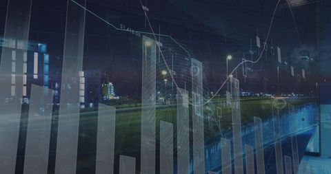 Dynamic Mixed Graphs Above an Illuminated City Nightscape - Download Free Stock Images Pikwizard.com