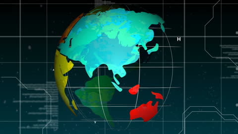 Globe Animation with Digital Data Processing Overlay