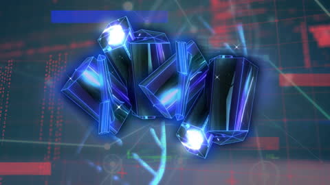 Futuristic Digital Animation with DNA Strand and Metallic Shapes