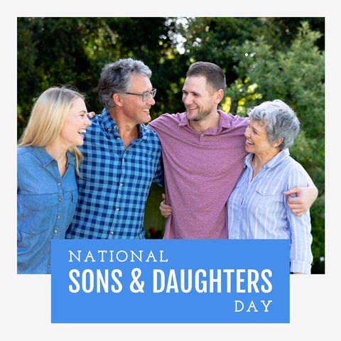 Cheerful family celebrating national sons and daughters day together