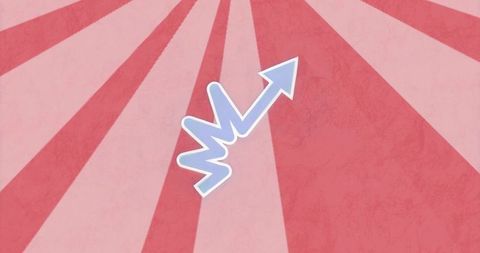 Dynamic arrow on vibrant pink red background