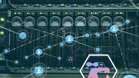 Ecology Icons Connect on Server Network Animation