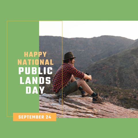 Male Hiker Celebrates National Public Lands Day in Mountain Landscape - Download Free Stock Templates Pikwizard.com
