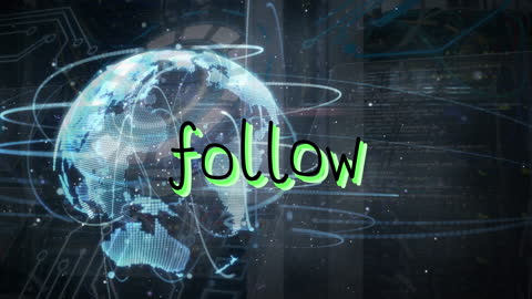 Digital Globe Animation with Follow Text and Network Concepts