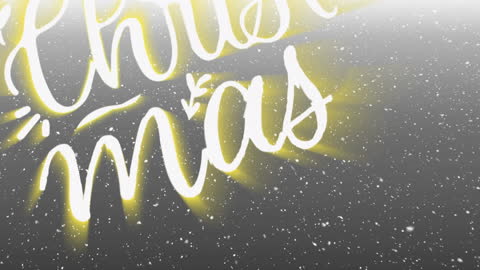 Festive Glowing Christmas Text with Falling Snowflakes