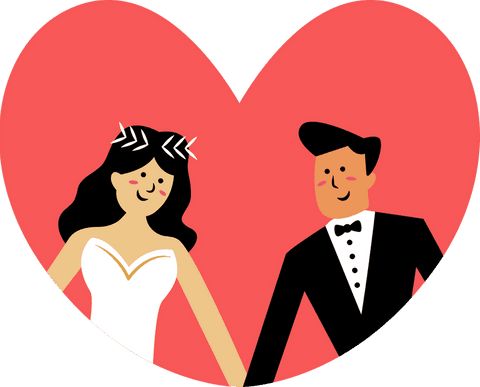 flat design wedding couple in red heart on transparent background - Download Free Stock Videos Pikwizard.com