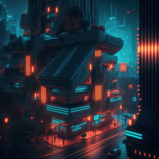 Image of futuristic cityscape with neons, created using generative ai technology - Download Free Stock Photos Pikwizard.com