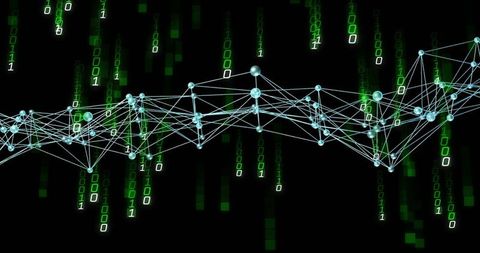 Futuristic Digital Network with Binary Code and Nodes