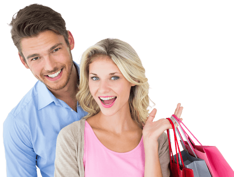 Excited Couple Holding Shopping Bags on Transparent Background - Download Free Stock Videos Pikwizard.com