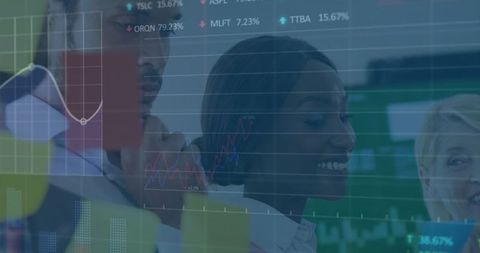 Diverse Business People Analyzing Stock Market Data Overlay - Download Free Stock Images Pikwizard.com