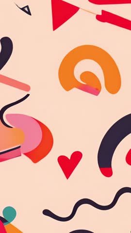 Looping Vertical Motion Graphics Featuring Pulsing Abstract Shapes on Beige Canvas