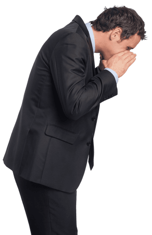 Transparent Businessman Shouting Wearing Black Suit