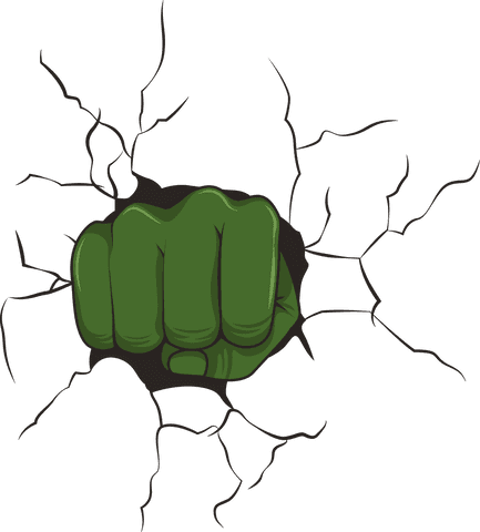 green fist breaking wall on transparent background - Download Free Stock Videos Pikwizard.com