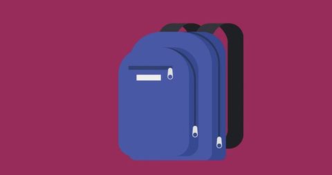 Minimalist Blue Backpack Illustration on Red Background - Download Free Stock Images Pikwizard.com