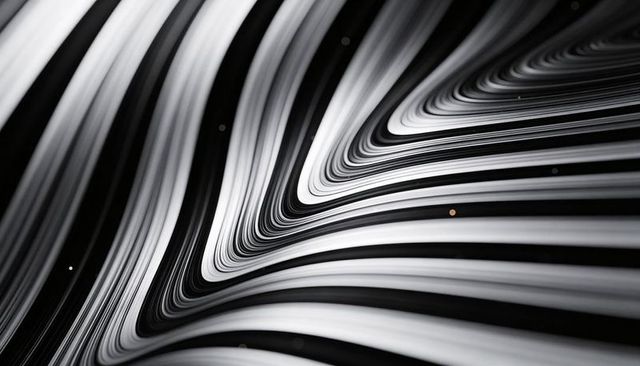 Monochrome Fluid Vortex Black and White Swirling Stripes Abstract Spiral Background