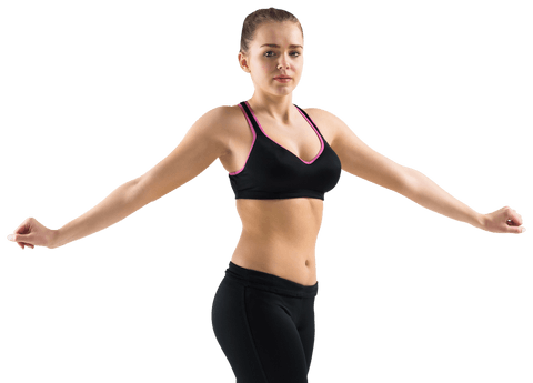 Transparent Fit Woman Stretching in Activewear Ready for Workout