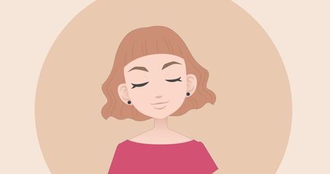 Relaxed Woman with Short Brown Hair in Minimalist Illustration