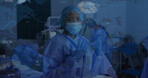 Surgeon Monitoring Digital Data Overlays in High-Tech Operating Room