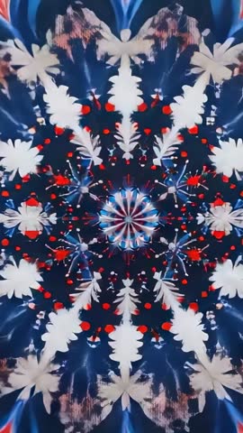 Vertical Mandala Rotating and Looping on Navy Background with Red Dot Kaleidoscope