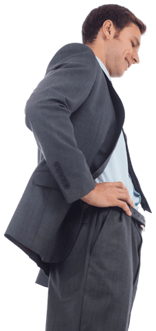 Confident Businessman in Suit Standing with Hands on Hips Transparent Background