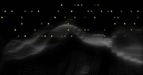 3D Waving Grid with Digital Icons and Vectors in Cyber Environment