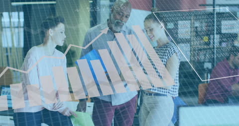 Diverse Professionals Analyzing Financial Growth Data in Office