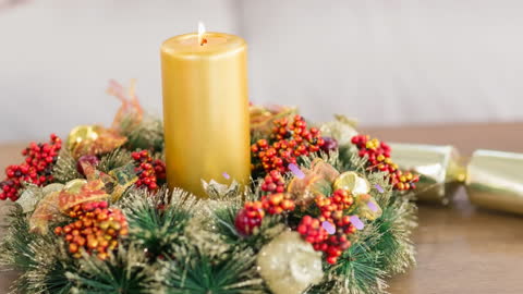 Festive Candle and Wreath with Animated Trails