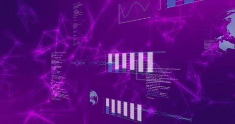 Abstract Digital Network with Code and Data Visualizations