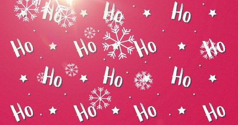 Festive ho ho ho pattern featuring snowflakes and stars on red gradient holiday design