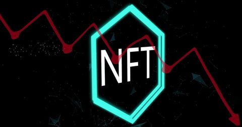 NFT Market Decline Concept with Red Downward TrendLine