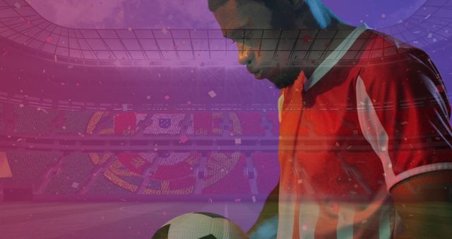 Focused Soccer Player Holding Ball in Stadium, Sport Conceptual Background - Download Free Stock Images Pikwizard.com